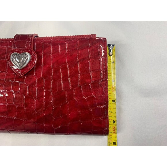 Brighton BELLISSIMO HEART Lipstick Croco Leather Wristlet Double Zip Wallet EUC - Picture 5 of 15